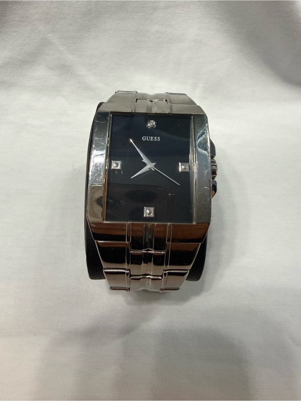 GUESS Silver Bracelet Watch with Black Dial